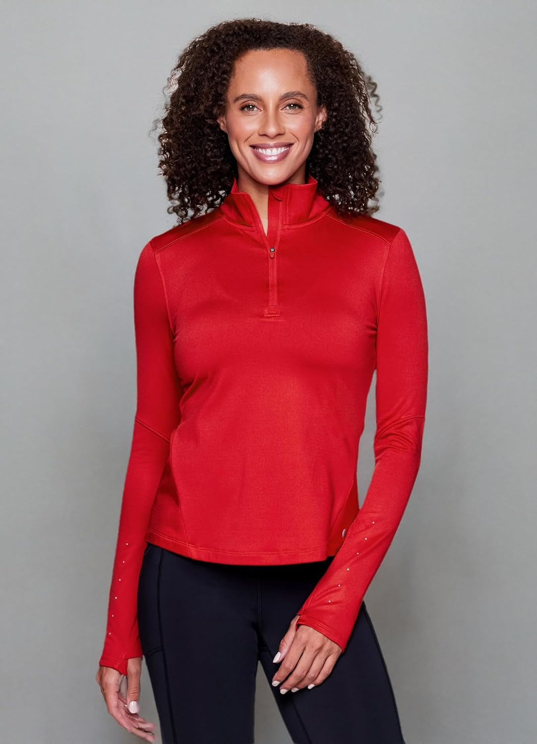 Active Women'S Lightweight Mock Neck Fleece Lined Zip up Pullover Athletic Running Shirt