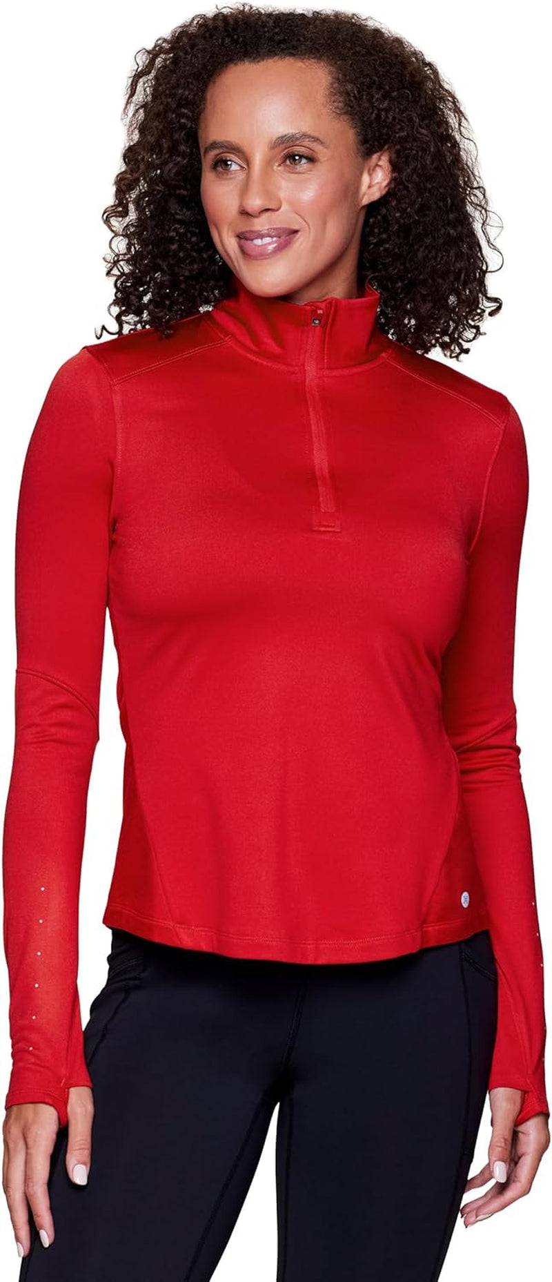 Active Women'S Lightweight Mock Neck Fleece Lined Zip up Pullover Athletic Running Shirt
