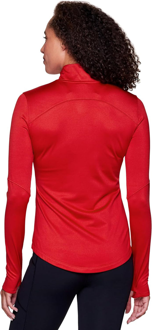 Active Women'S Lightweight Mock Neck Fleece Lined Zip up Pullover Athletic Running Shirt